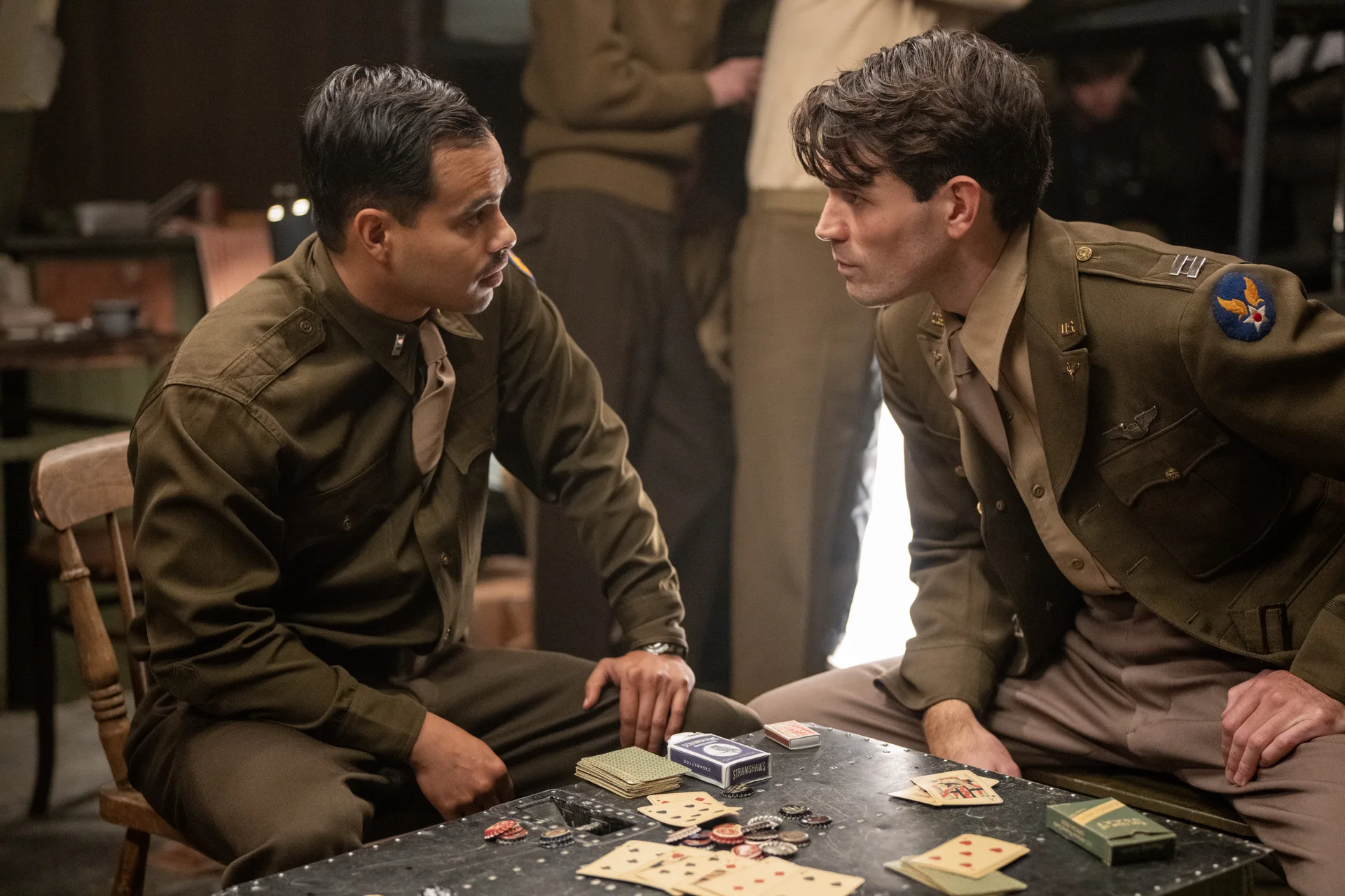 KJ Apa as Captain Jimmy Stewart and Julian Works as Lieutenant Martinez in JIMMY.
