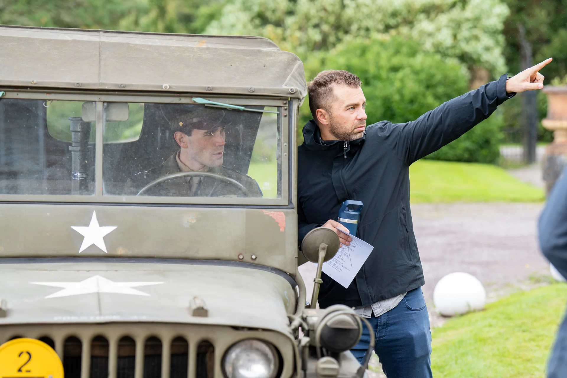 KJ Apa and director Aaron Burns on the set of JIMMY.